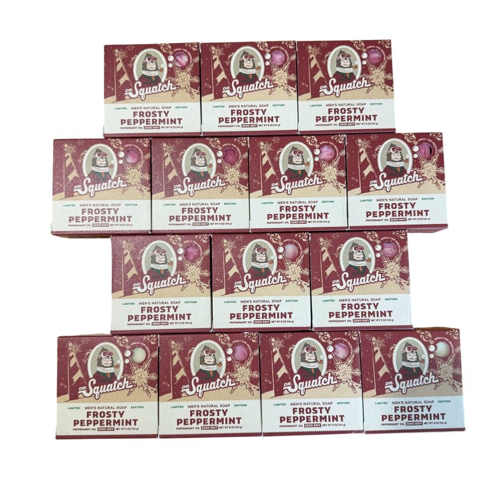 Dr. Squatch Frosty Peppermint Soap Bar 14 Pack Limited Edition Mens Cold Process